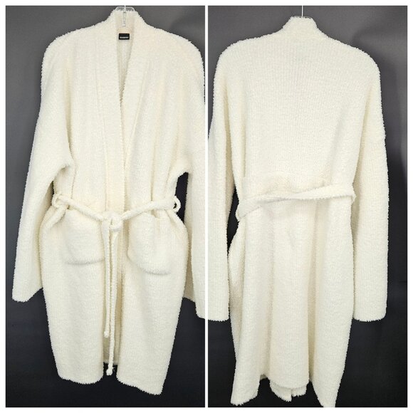 Bearberry Other - Robe Womens Large White Sherpa Fleece Belted Pockets Cozy Lounge Thick Plush